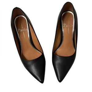 Linea Paolo Black Pointed Leather Heels, size 4